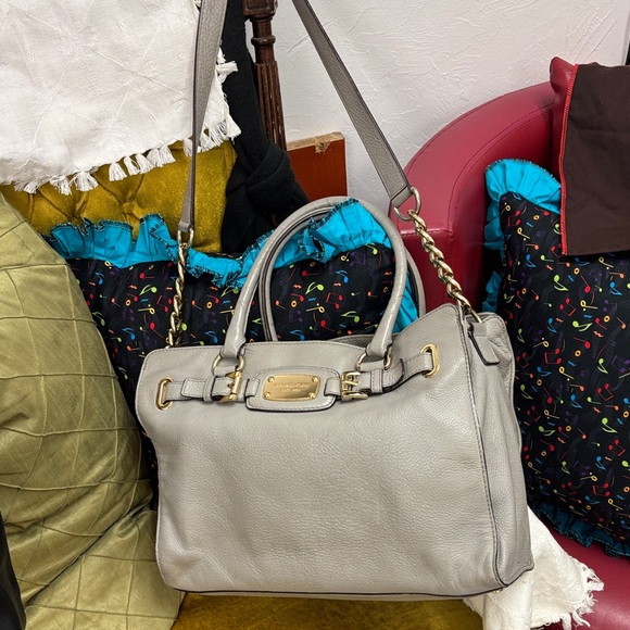 Michael Kors Handbags - Michael Kors Gray Shoulder Bag with Gold Accents